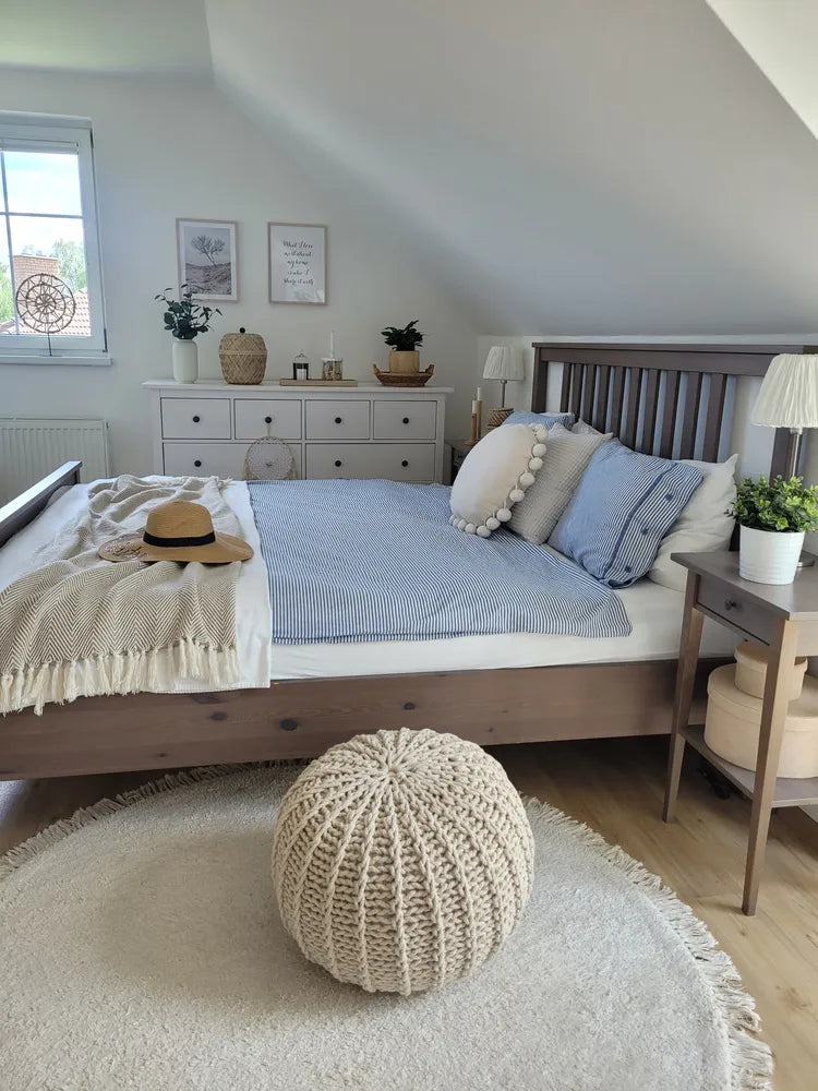 Pouf coton beige