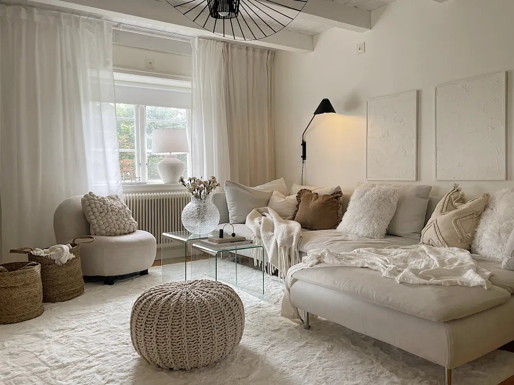 Pouf coton beige